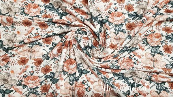 Rippstrick Jersey Brauner Blumengarten